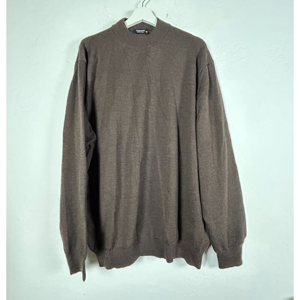 Toscano Mens Brown New Wool Knit Mock Neck Sweater XXL Pullover Made in Italy